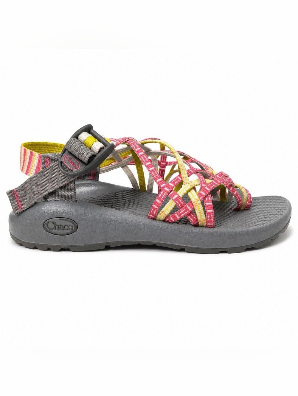 Chaco Women's ZX/2 Pink & Yellow Striped Double Strap Hiking Sandals Sz 7